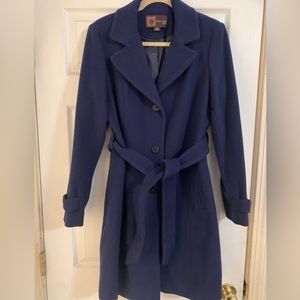 Anne Klein navy blue coat with pockets maybe used 2-3 times like new